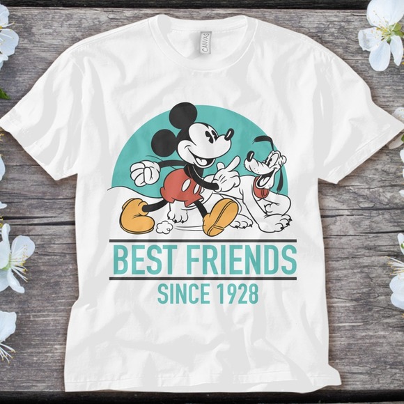 Disney Mickey Mouse Mickey's 90th BFF Classic T-Shirt Unisex Adult T-shirt - Picture 1 of 2